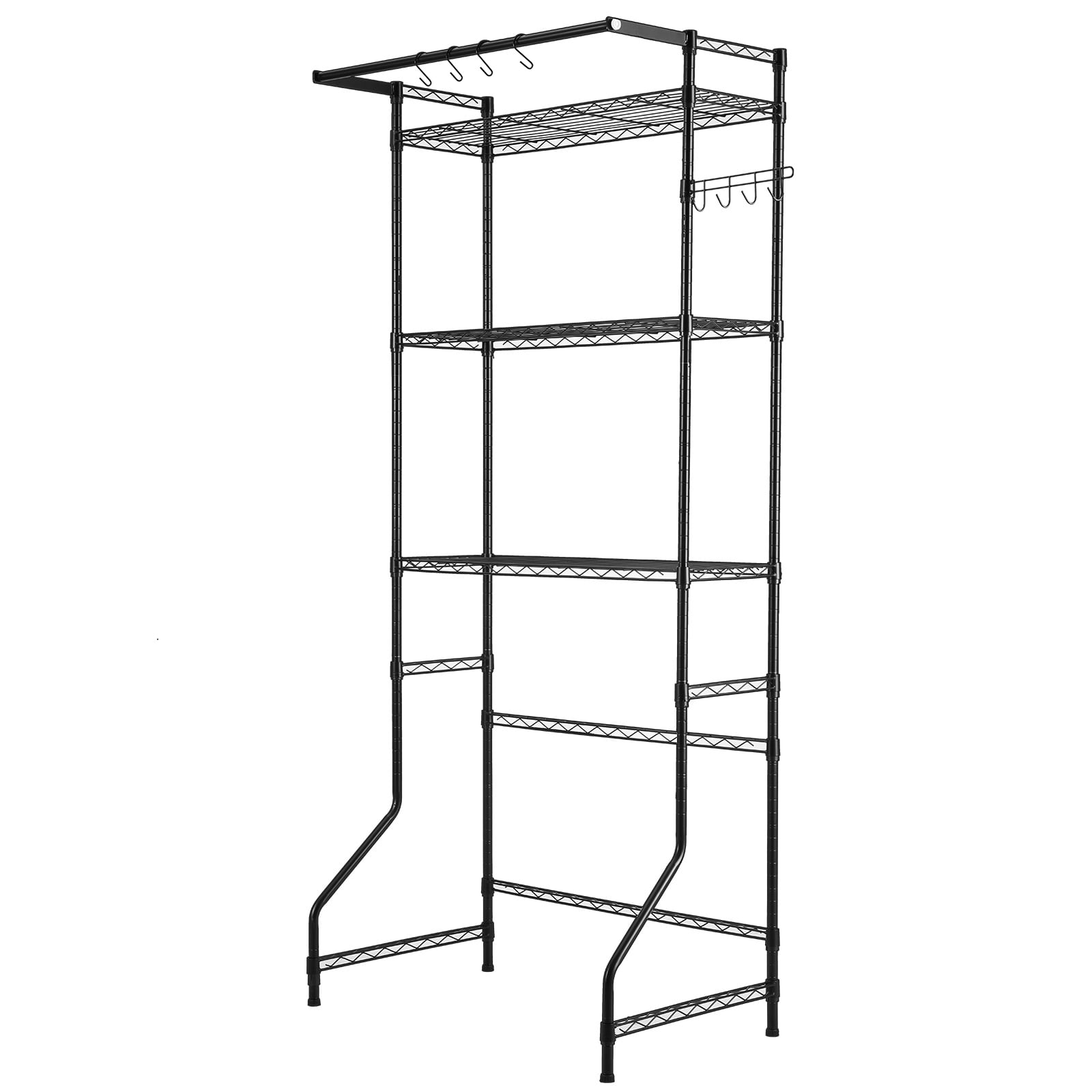 Over Washer And Dryer Storage Rack With Hanging Rod And Hooks_voghion.com